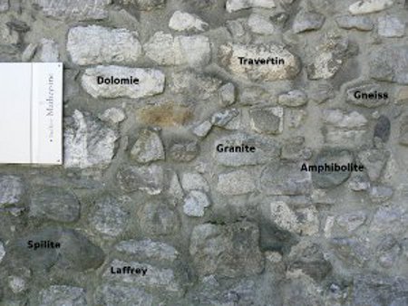 les différentes roches utilisées