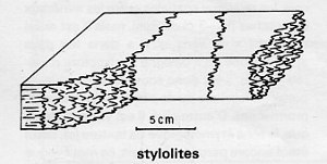 stylolites, un schéma du dictionnaire géologique